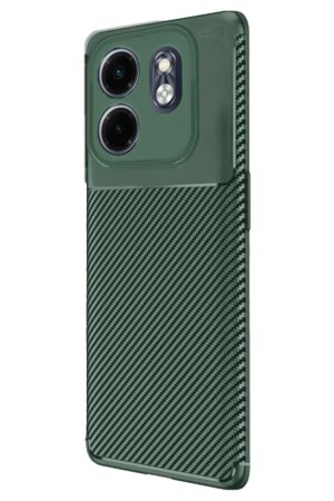İnfinix Smart 9 Kılıf Auto Focus Karbon Kapak - Koyu Yeşil-(5796)