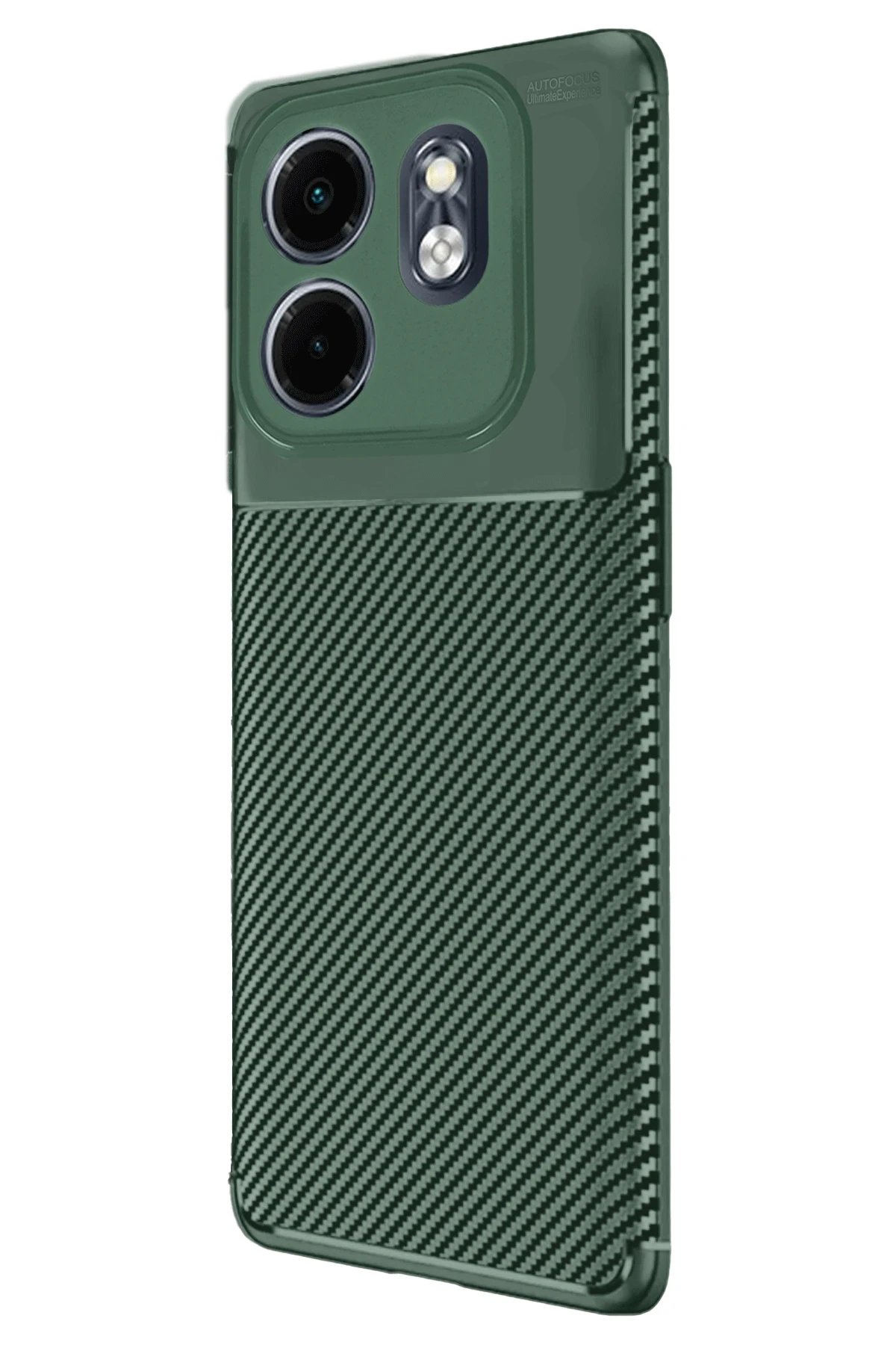 İnfinix Smart 9 Kılıf Auto Focus Karbon Kapak - Koyu Yeşil-(5796)