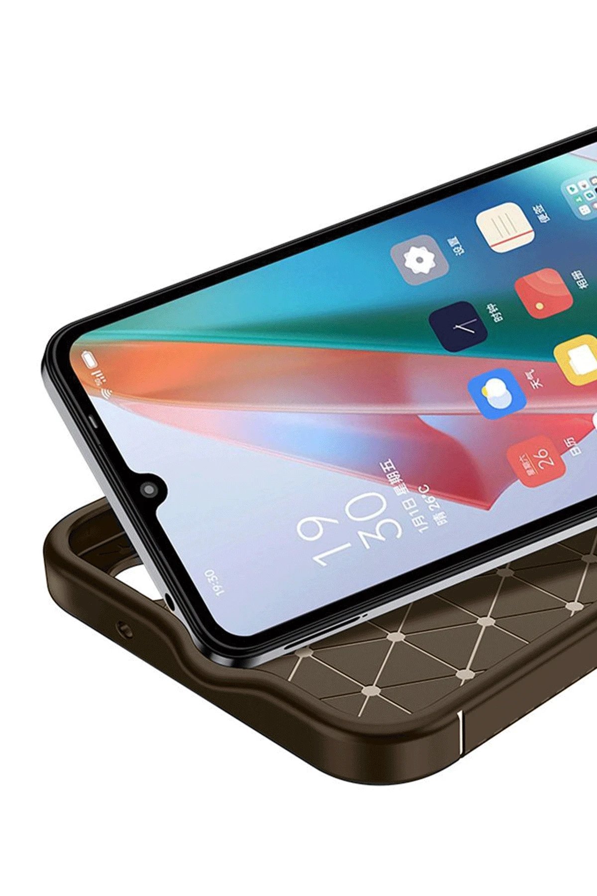 İnfinix Smart 9 Kılıf Auto Focus Karbon Kapak - Kahverengi-(5796) - Görsel 2