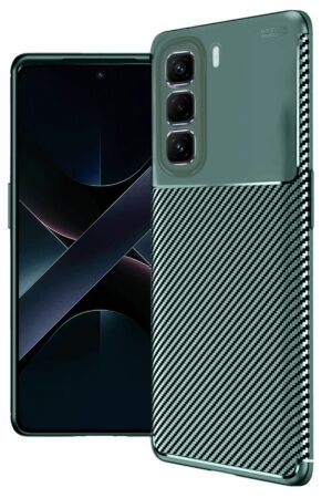 İnfinix Hot 50 4G Kılıf Auto Focus Karbon Kapak - Koyu Yeşil-(5796)