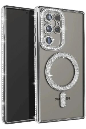 Samsung Galaxy S23 Ultra Joke Simli Magneticsafe Kılıf - Gümüş-(5796)