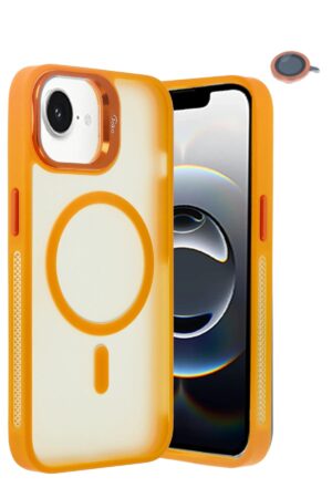 iPhone 16E Flet Lens Magsafe Kapak - Turuncu-(5796)