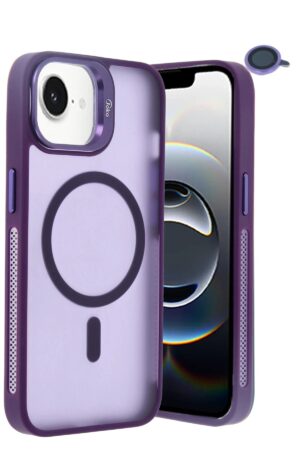 iPhone 16E Flet Lens Magsafe Kapak - Derin Mor-(5796)