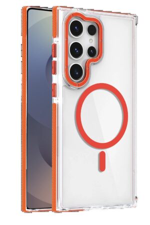 Samsung Galaxy S25 Ultra Bella Magsafe Kapak - Turuncu-(5796)