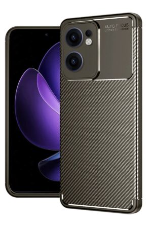 Oppo Reno 13F Kılıf Auto Focus Karbon Kapak - Kahverengi-(5796)