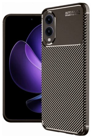 Samsung Galaxy S25 Edge Kılıf Auto Focus Karbon Kapak - Kahverengi-(5796)