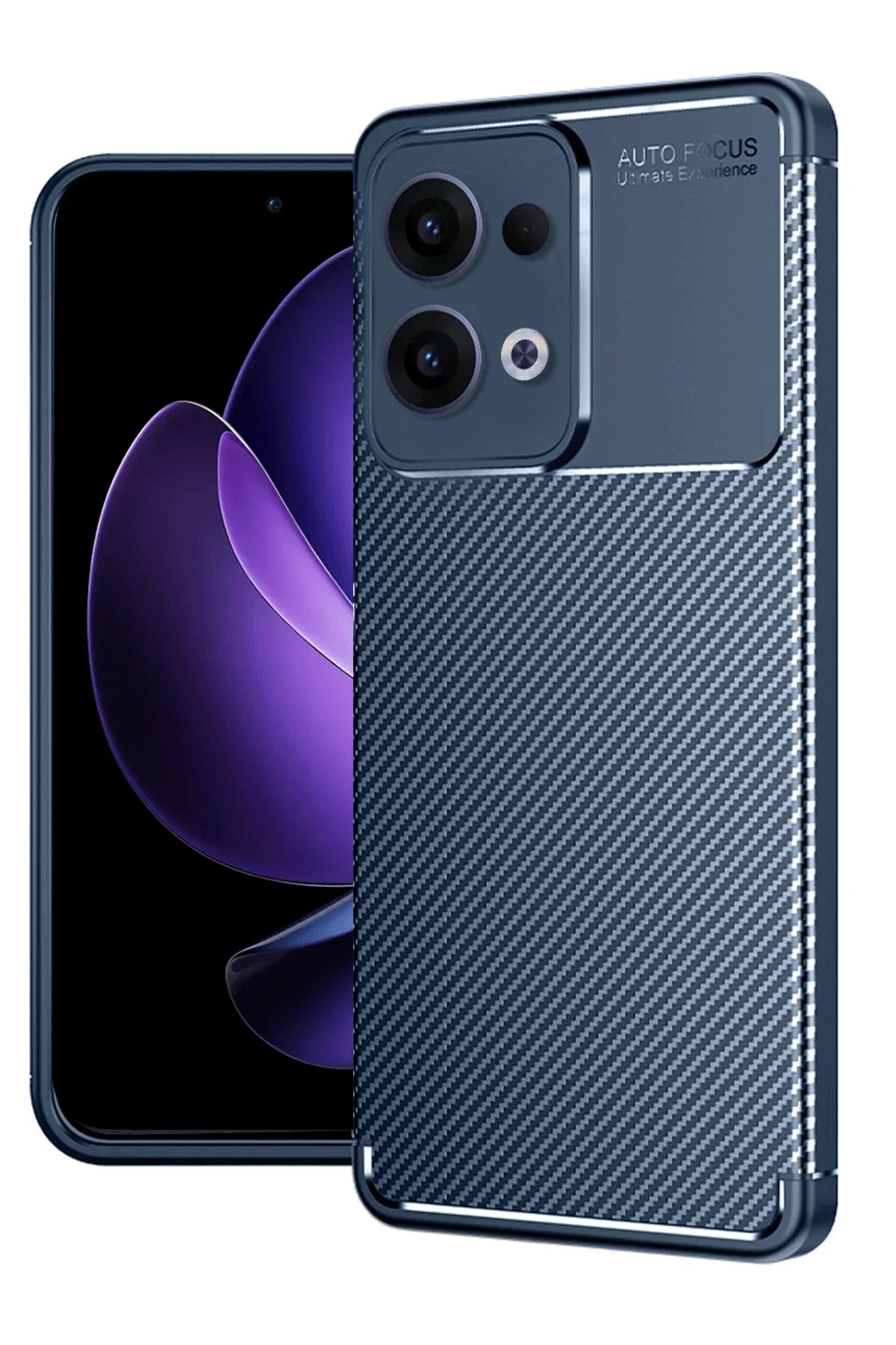 Oppo Reno 13 Pro Kılıf Auto Focus Karbon Kapak - Lacivert-(5796)