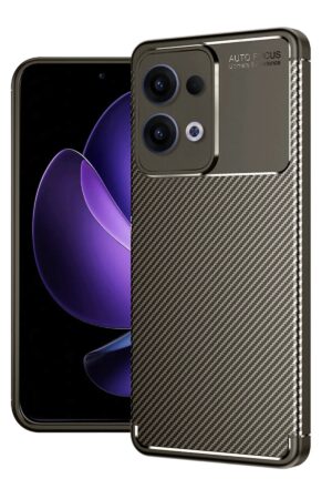 Oppo Reno 13 Pro Kılıf Auto Focus Karbon Kapak - Kahverengi-(5796)