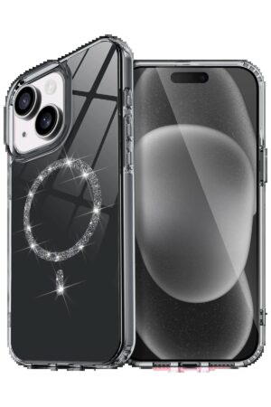 Apple iPhone 14 Live Diamond Magsafe Kapak - Siyah-(5796)