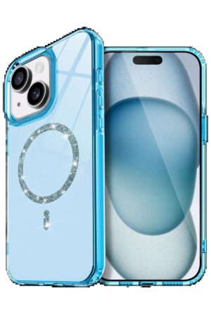 Apple iPhone 15 Live Diamond Magsafe Kapak - Mavi-(5796)