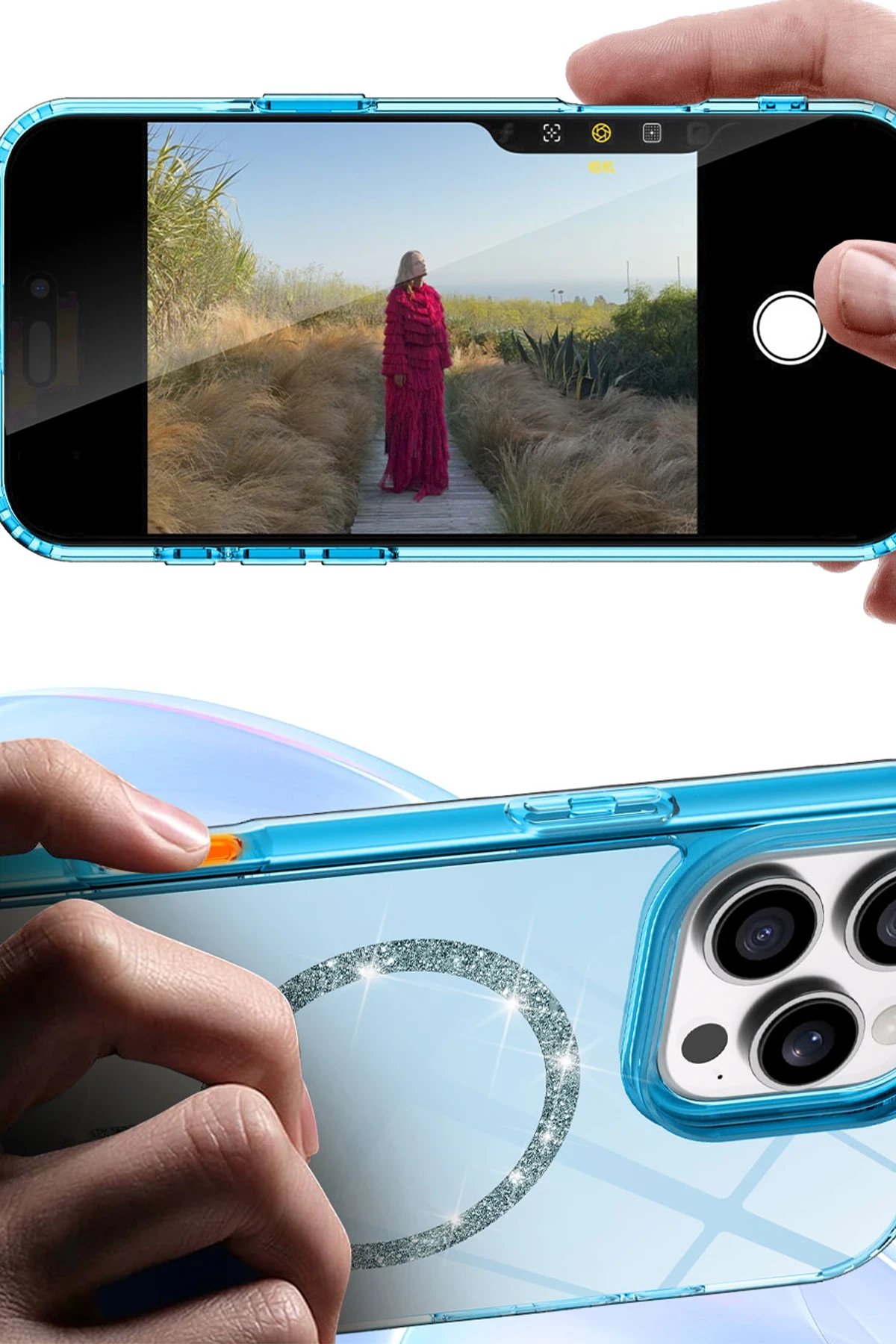 Apple iPhone 15 Plus Live Diamond Magsafe Kapak - Pembe-(5796) - Görsel 3