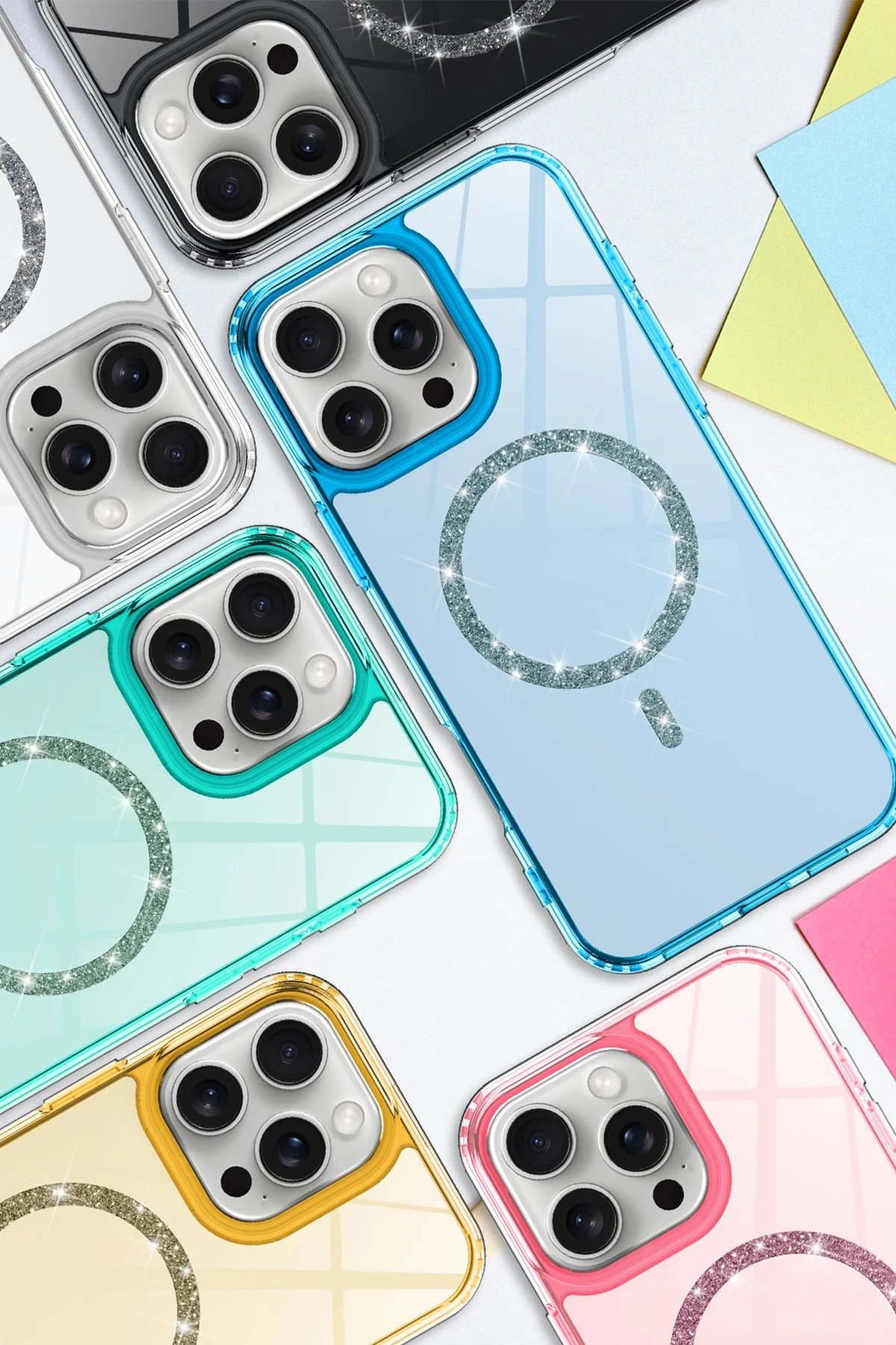 Apple iPhone 15 Plus Live Diamond Magsafe Kapak - Sarı-(5796) - Görsel 2