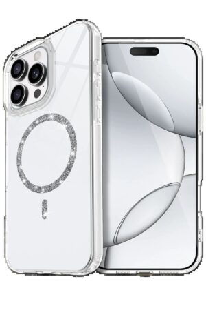 Apple iPhone 15 Pro Max Live Diamond Magsafe Kapak - Şeffaf-(5796)