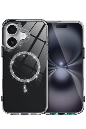 Apple iPhone 16 Live Diamond Magsafe Kapak - Siyah-(5796)