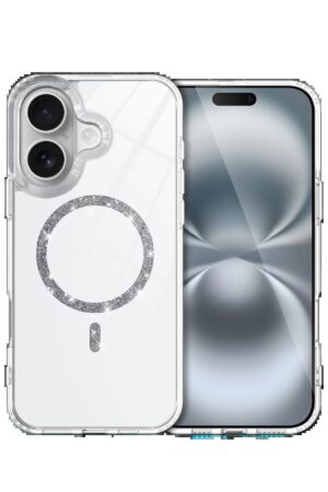 Apple iPhone 16 Live Diamond Magsafe Kapak - Şeffaf-(5796)