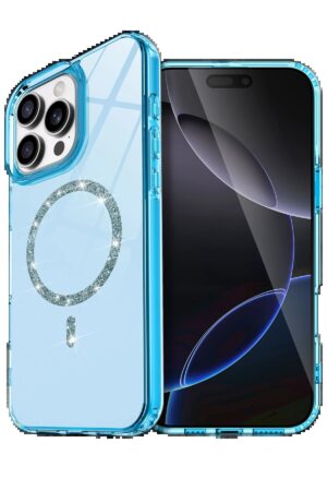 Apple iPhone 16 Pro Max Live Diamond Magsafe Kapak - Mavi-(5796)