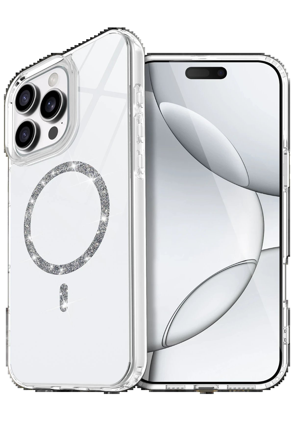 Apple iPhone 16 Pro Max Live Diamond Magsafe Kapak - Şeffaf-(5796)