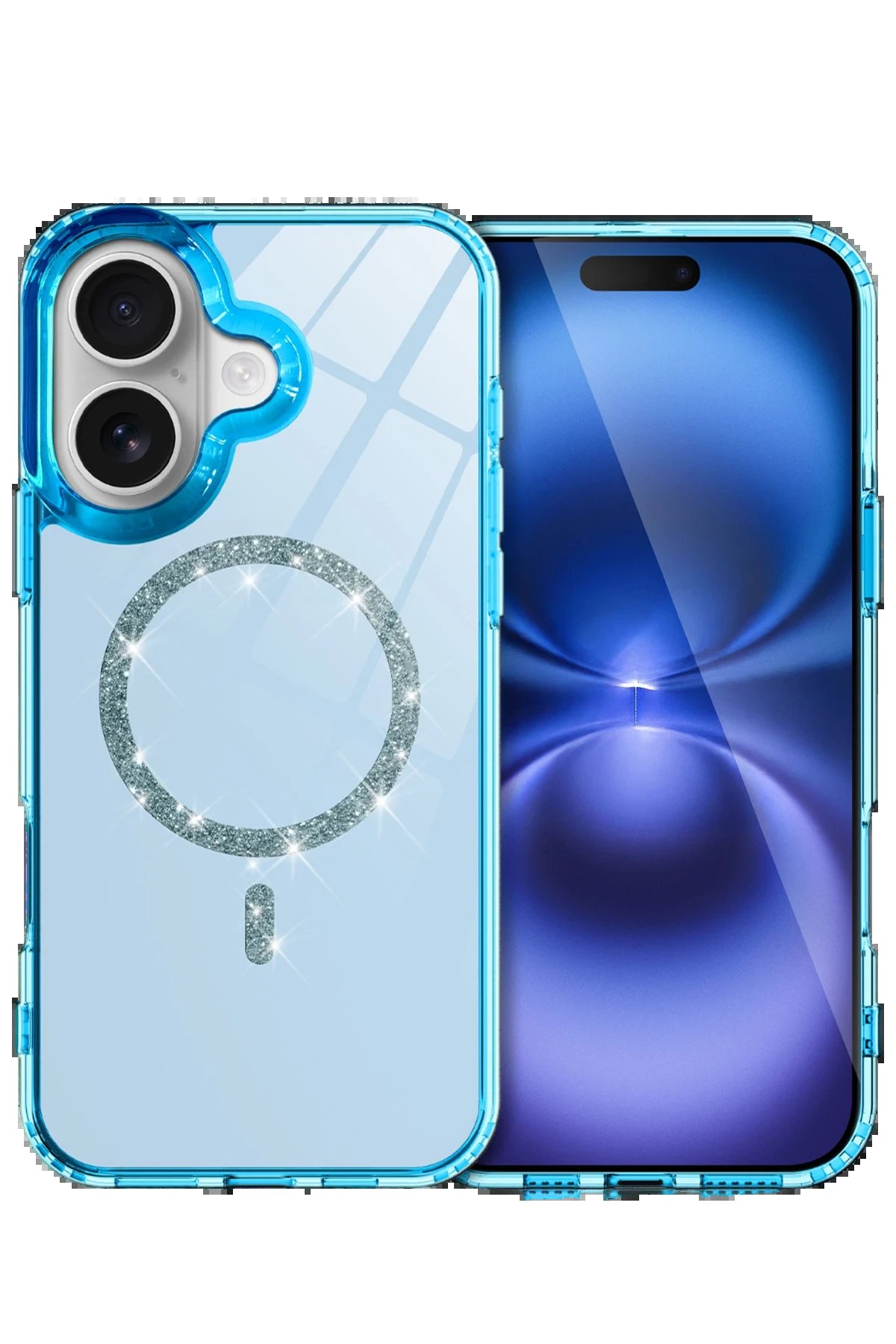 Apple iPhone 16 Plus Live Diamond Magsafe Kapak - Mavi-(5796)