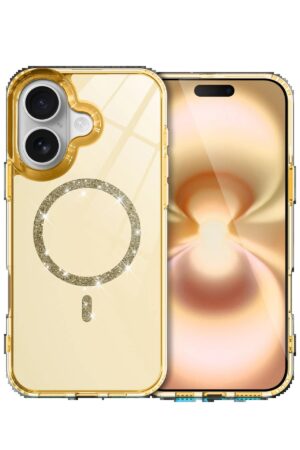 Apple iPhone 16 Plus Live Diamond Magsafe Kapak - Sarı-(5796)