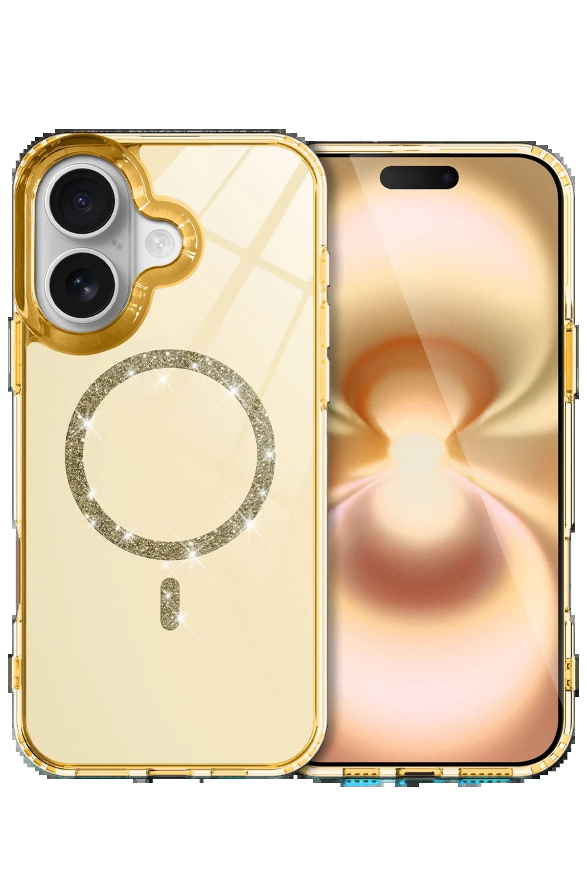 Apple iPhone 16 Plus Live Diamond Magsafe Kapak - Sarı-(5796)