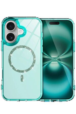 Apple iPhone 16 Plus Live Diamond Magsafe Kapak - Yeşil-(5796)