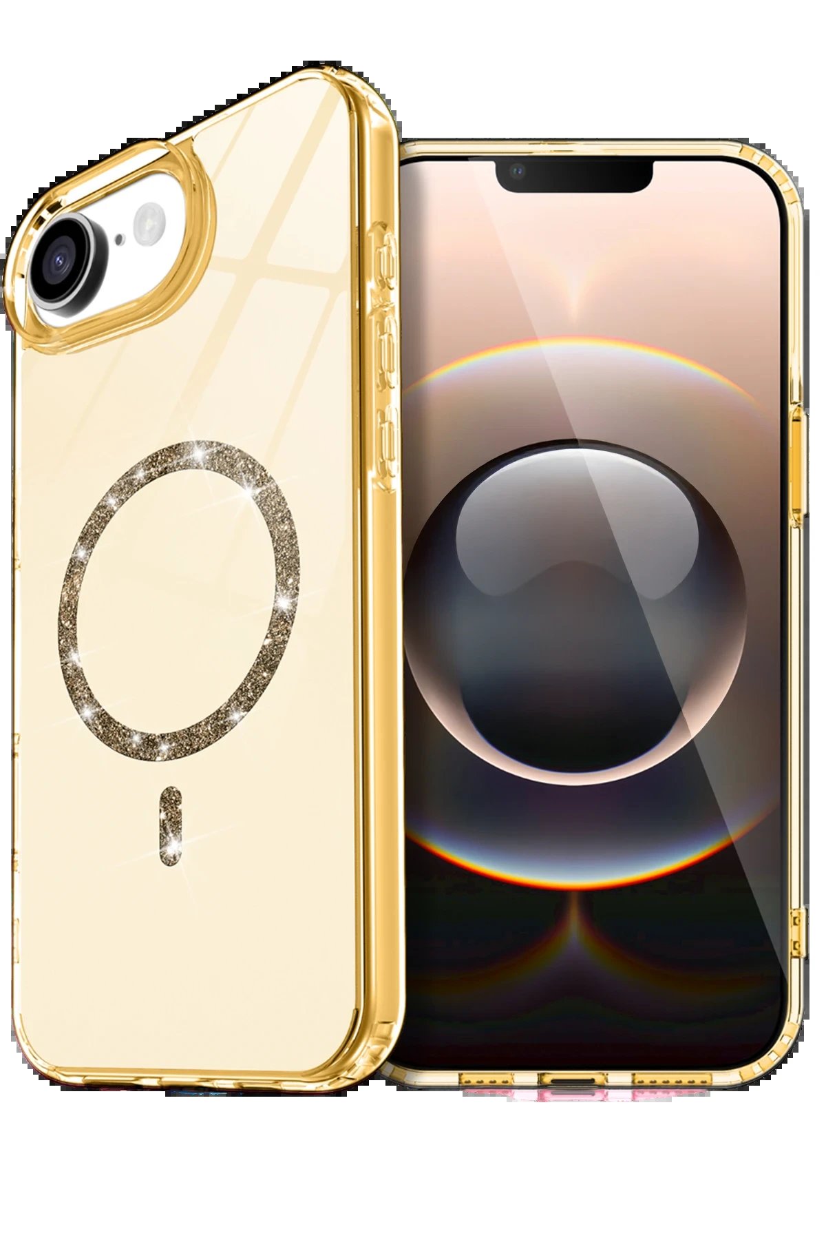 Apple iPhone 16E Live Diamond Magsafe Kapak - Sarı-(5796)