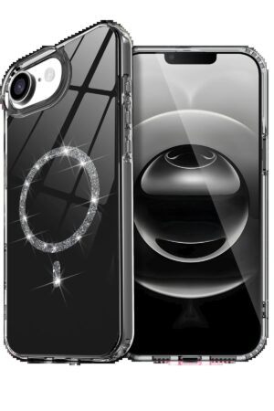 Apple iPhone 16E Live Diamond Magsafe Kapak - Siyah-(5796)