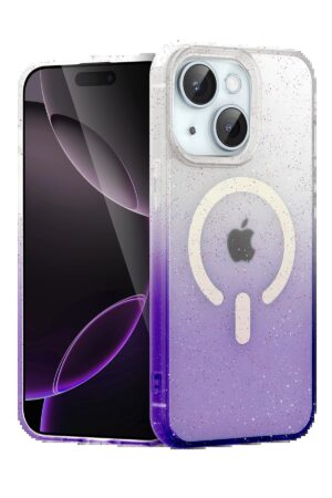 Apple iPhone 15 Plus Pummel Shiny Magsafe Kapak - Mor-(5796)