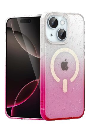 Apple iPhone 15 Plus Pummel Shiny Magsafe Kapak - Pembe-(5796)
