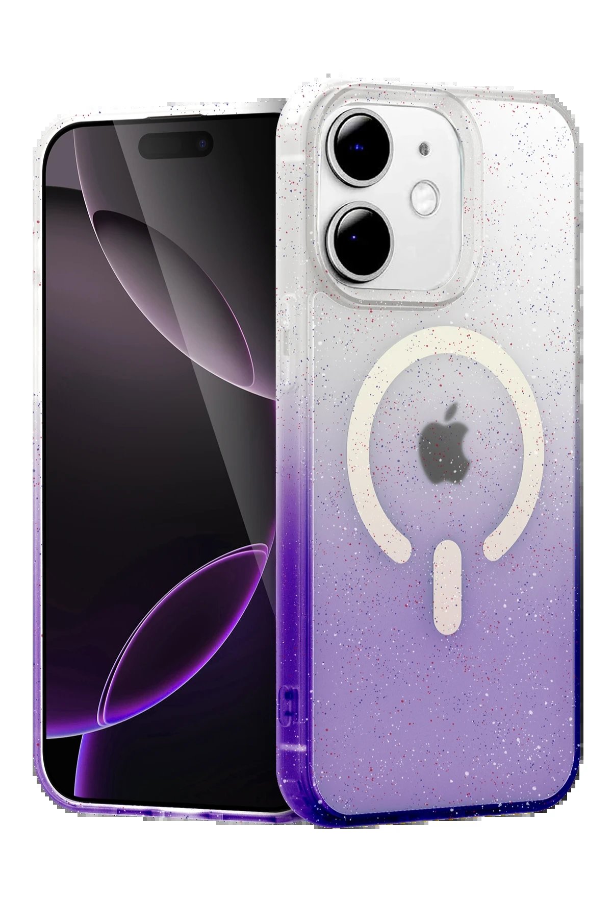 Apple iPhone 12 Pummel Shiny Magsafe Kapak - Mor-(5796)