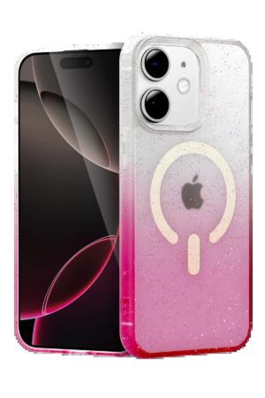 Apple iPhone 12 Pummel Shiny Magsafe Kapak - Pembe-(5796)