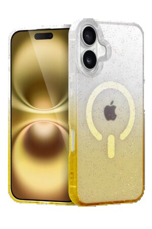 Apple iPhone 16 Pummel Shiny Magsafe Kapak - Gold-(5796)