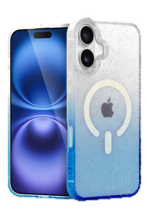 Apple iPhone 16 Pummel Shiny Magsafe Kapak - Mavi-(5796)