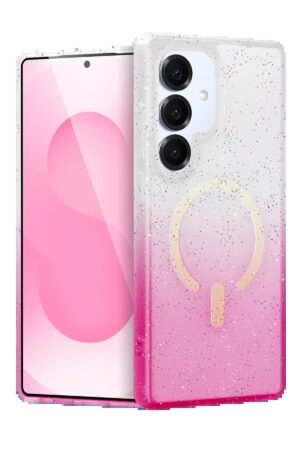 Samsung Galaxy S25 Plus Pummel Shiny Magsafe Kapak - Pembe-(5796)