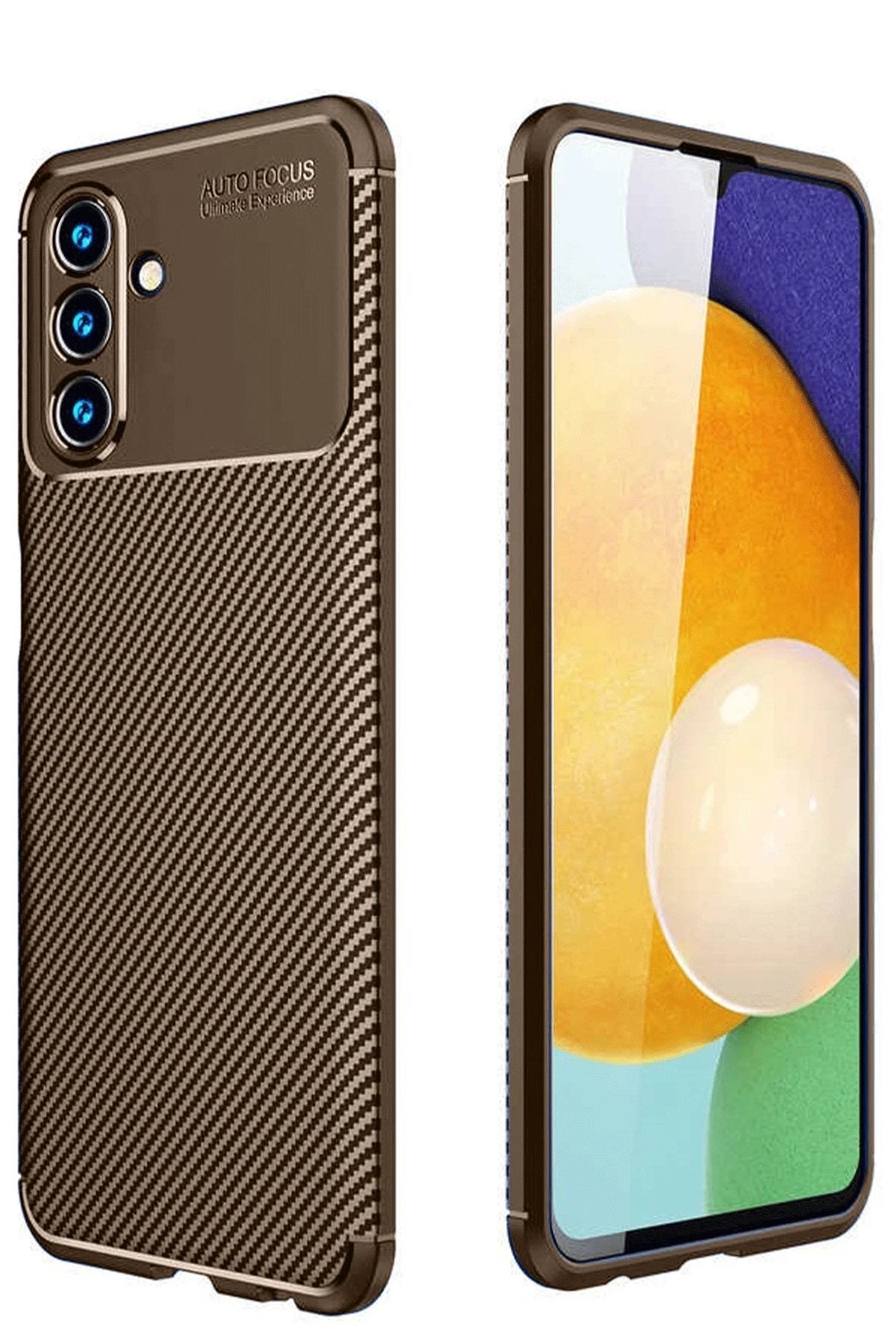 Samsung Galaxy A36 Kılıf Auto Focus Karbon Kapak - Kahverengi-(5796)