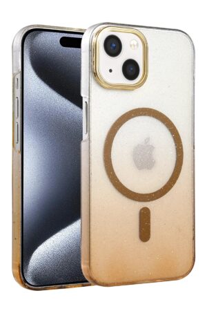 Apple iPhone 15 Glossy Magsafe Kapak - Çöl Titanyum-(5796)
