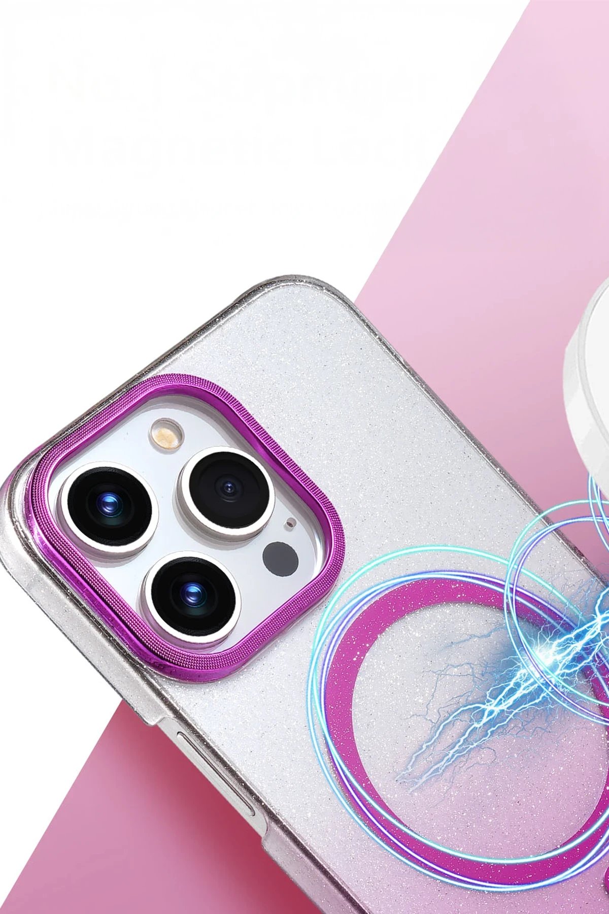 Apple iPhone 15 Pro Max Glossy Magsafe Kapak - Pembe-(5796) - Görsel 2