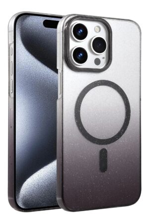 Apple iPhone 15 Pro Max Glossy Magsafe Kapak - Siyah-(5796)