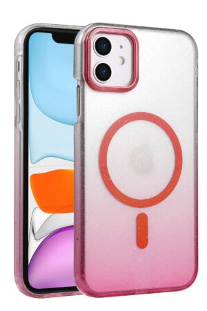 Apple iPhone 12 Glossy Magsafe Kapak - Pembe-(5796)