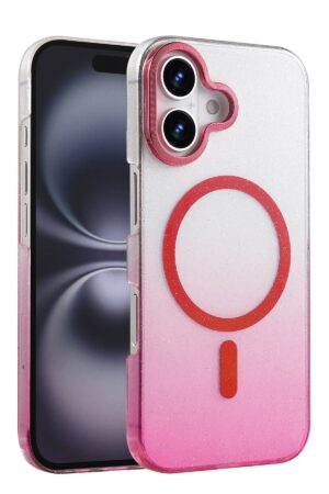 Apple iPhone 16 Glossy Magsafe Kapak - Pembe-(5796)