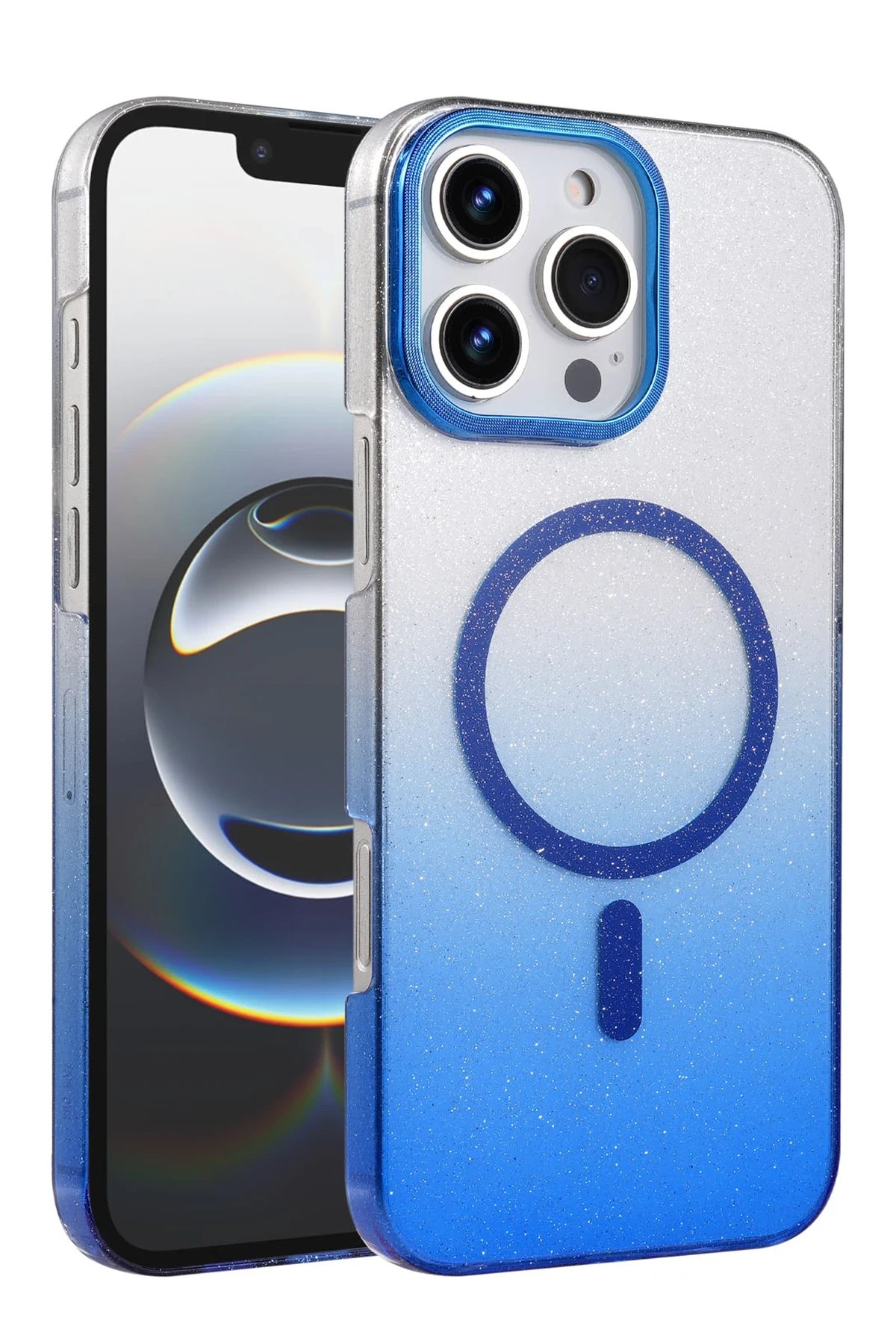 Apple iPhone 16 Pro Glossy Magsafe Kapak - Mavi-(5796)