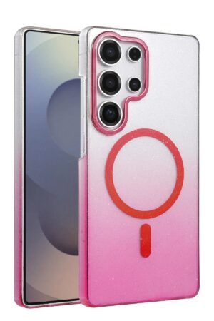 Samsung Galaxy S25 Ultra Glossy Magsafe Kapak - Pembe-(5796)