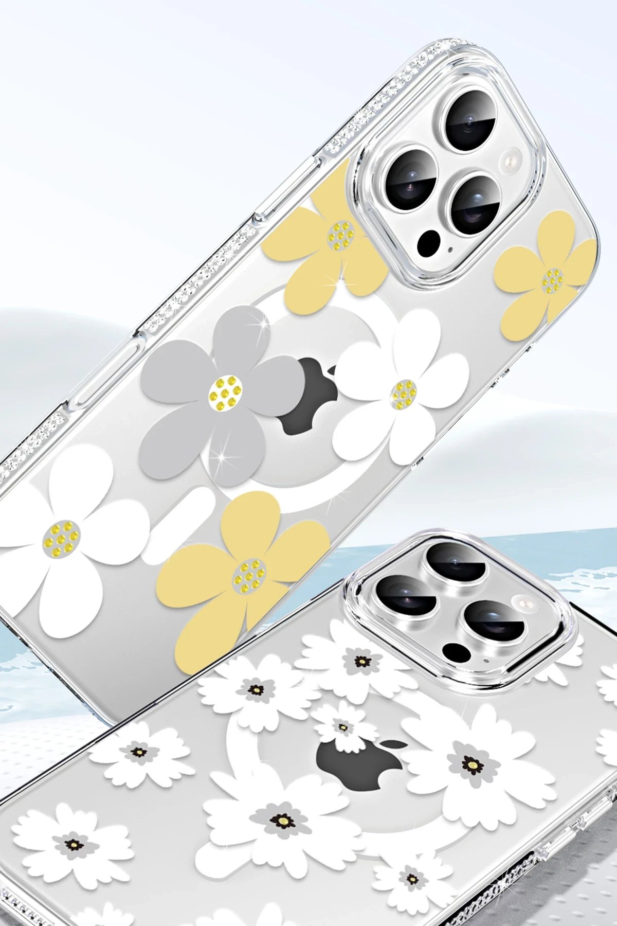 Apple iPhone 15 Pro Max Floral Magsafe Kapak - Beyaz-(5796) - Görsel 2