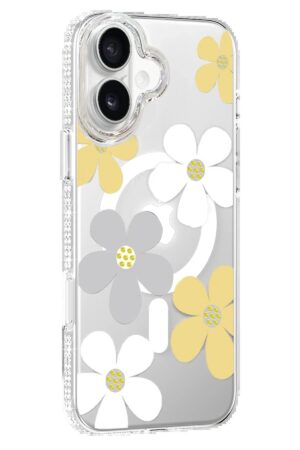 Apple iPhone 16 Floral Magsafe Kapak - Sarı-(5796)