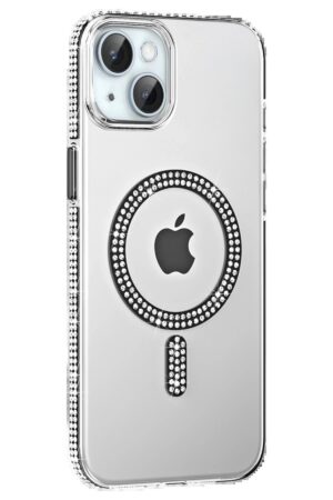 Apple iPhone 14 Move Taşlı Magsafe Kapak - Siyah-(5796)