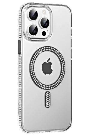 Apple iPhone 14 Pro Max Move Taşlı Magsafe Kapak - Siyah-(5796)