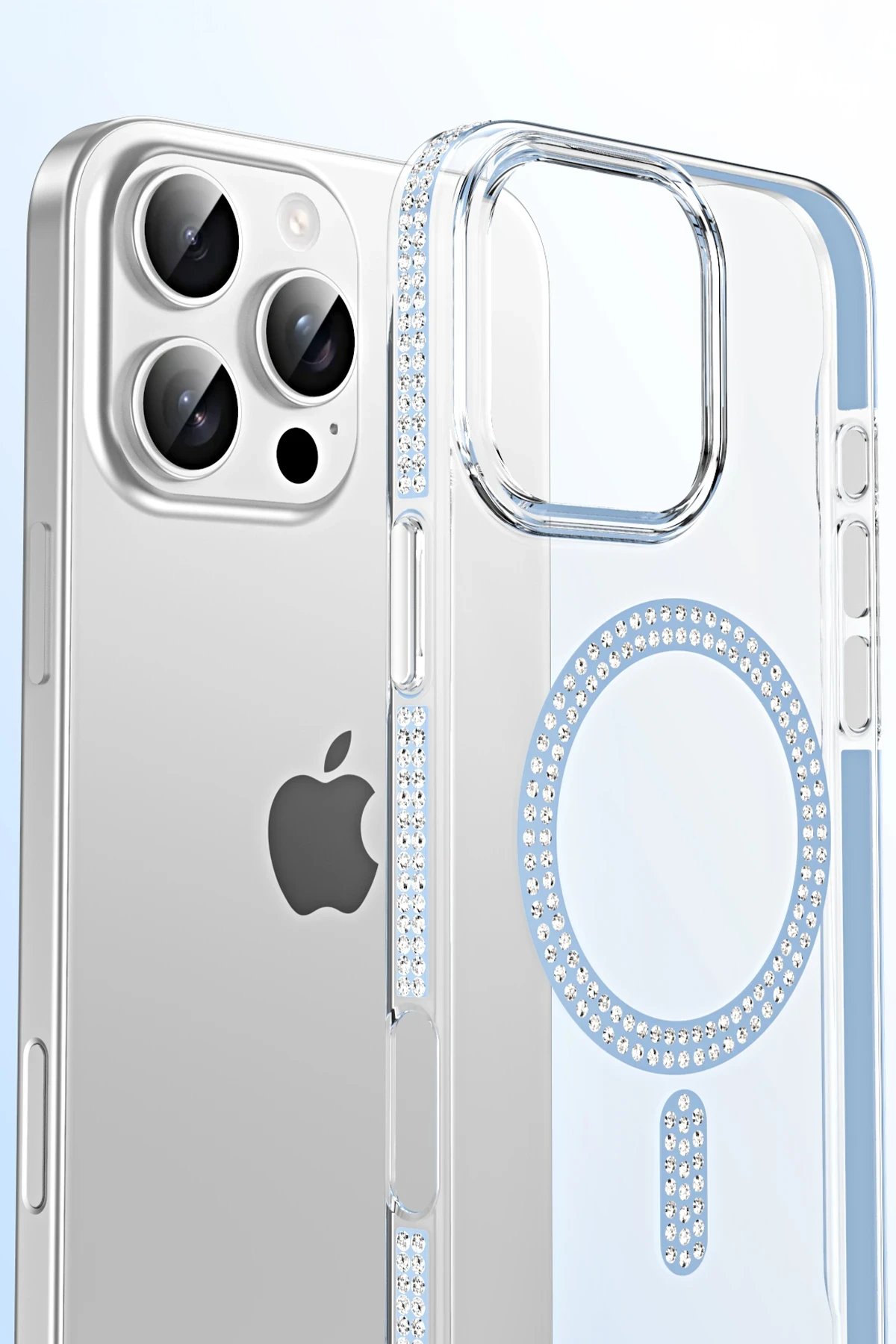 Apple iPhone 16 Pro Max Move Taşlı Magsafe Kapak - Gümüş-(5796) - Görsel 5