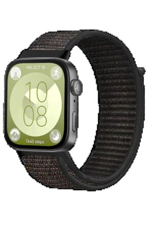 Huawei Fit 4 Hasırlı Cırtcırtlı Kordon - Siyah-(5796)