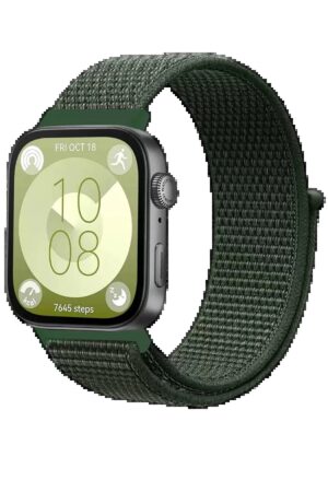 Huawei Fit 4 Hasırlı Cırtcırtlı Kordon - Koyu Yeşil-(5796)