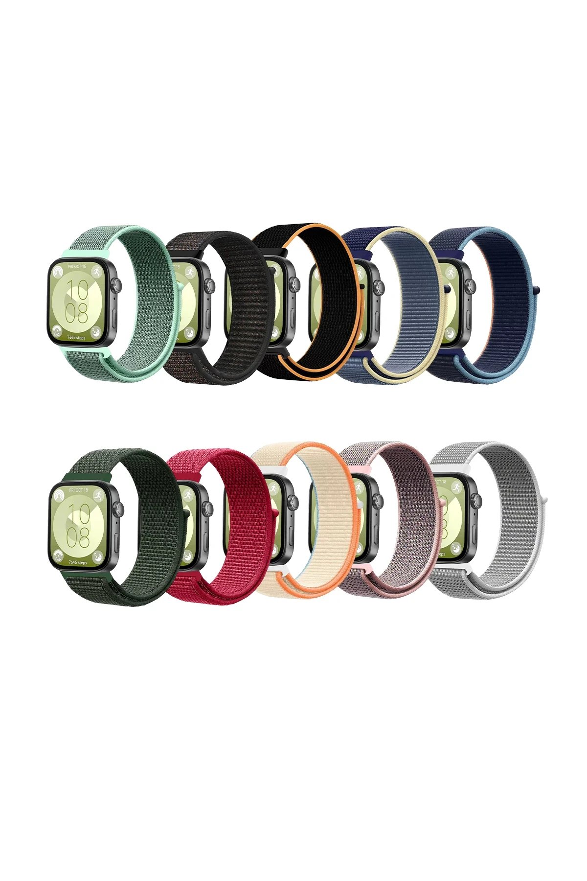 Huawei Fit 4 Hasırlı Cırtcırtlı Kordon - Koyu Yeşil-(5796) - Görsel 3